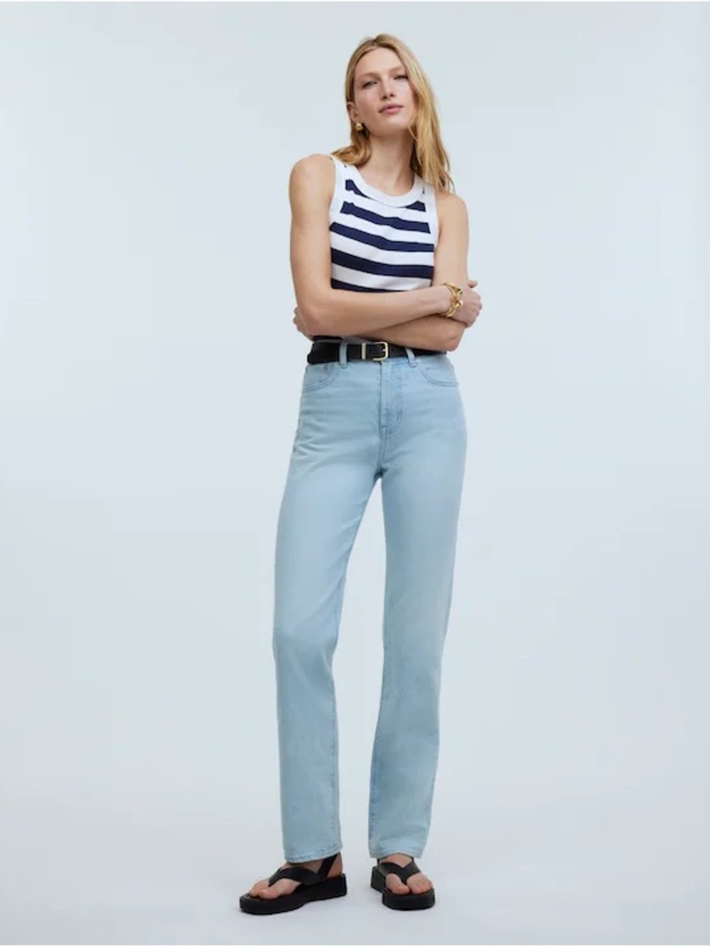 Madewell The '90s Straight Jeans Ward Wash Light Blue High Rise Size 25